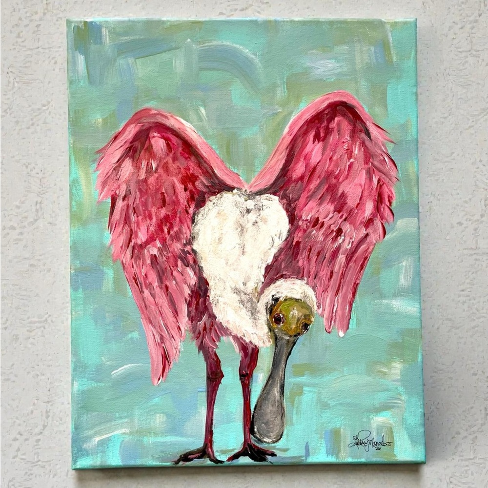 Pink & White Bird Canvas Art Print for Pet Bird Lovers